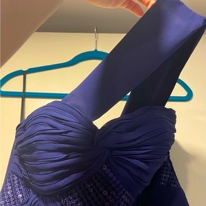 A. Drea formal gown. Royal blue with sequin and rouched top.